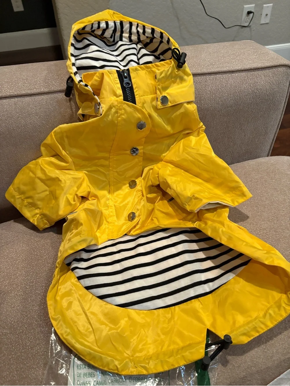 Yellow Dog Raincoat with Hood - Water-Resistant Pet Jacket